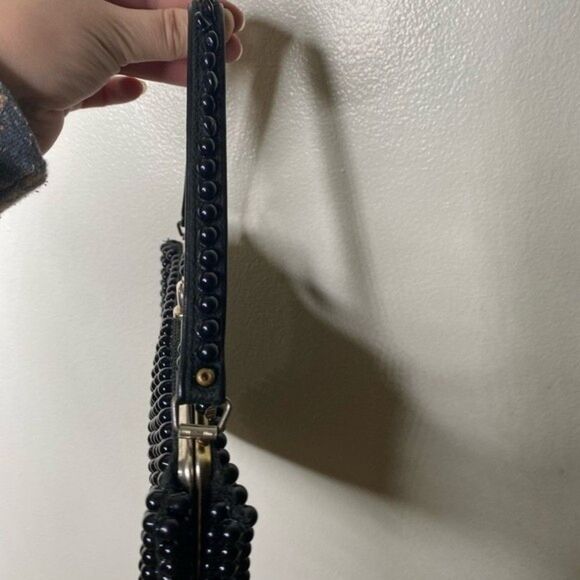 Vintage 50s 60s 70s 1950s 1960s 1970s black beaded purse retro antique - Picture 8 of 8